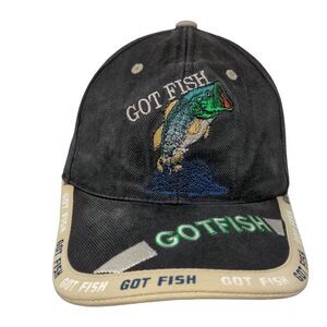Got Fish Strapback Hat Black One Size Embroidered Adjustable August